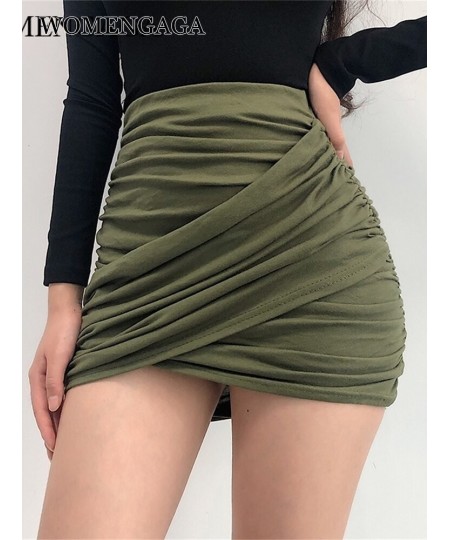 Fold Sexy Womens Irregular Cross Pleated Hip Slim Skirt Mini Stretch Tight Skirt Autumn Girl Female 0Y0B $20.02 - Skirts