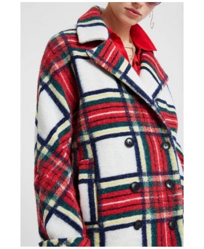 Spanish autumn and winter women's retro plaid silhouette double breasted coat $92.31 - Jackets & Coats