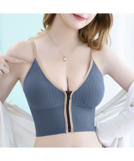 Zipper Beautiful Back Sports bra Women's No Steel Ring With Chest Pad Wrap Chest $13.67 - Underwear