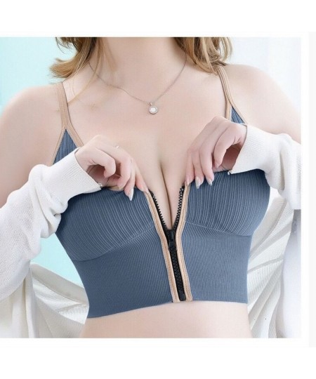 Zipper Beautiful Back Sports bra Women's No Steel Ring With Chest Pad Wrap Chest $13.67 - Underwear