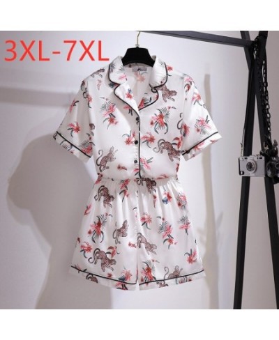 New 2023 Ladies Summer Plus Size Women Clothing Pajamas Sets Large Floral Shirt And Shorts Home Wear Suit 3XL 4XL 5XL 6XL 7XL...