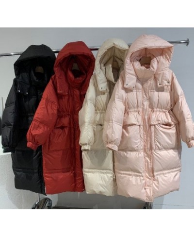 New Winter Women Korean Long Hooded Drawstring Large Pocket 90% White Duck Down Jacket Parkas Casaco Feminino Coats $99.33 - ...