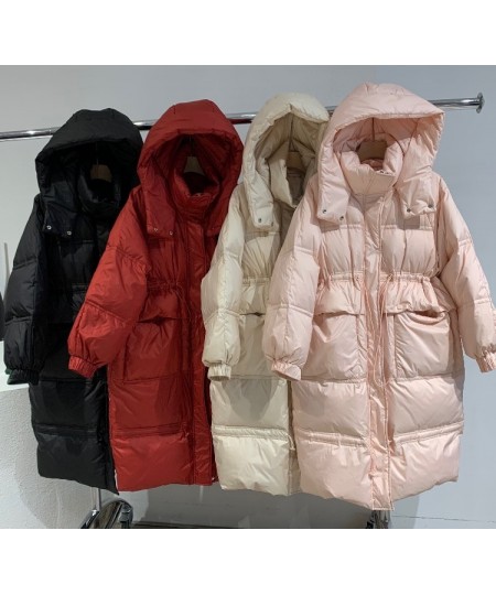 New Winter Women Korean Long Hooded Drawstring Large Pocket 90% White Duck Down Jacket Parkas Casaco Feminino Coats $99.33 - ...