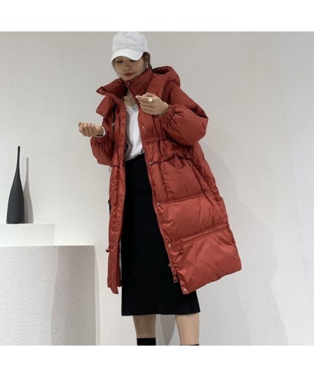 New Winter Women Korean Long Hooded Drawstring Large Pocket 90% White Duck Down Jacket Parkas Casaco Feminino Coats $99.33 - ...