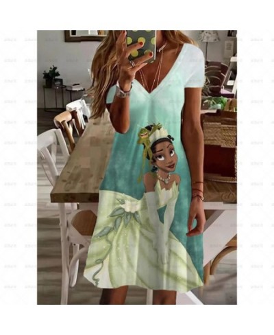 Aladdin Jasmine Graphic Cute Girls Clothes Princess Kawaii Women Sexy V-neck Short Sleeve Casual Loose Dress Summer beach $23...