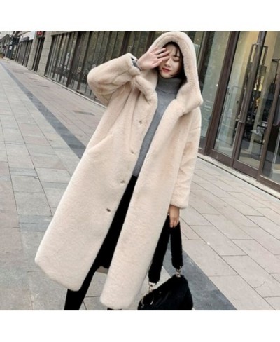 Faux Fur Jacket Winter Women Hooded Mink Solid Overcoats Thicken Warm Ladies Loose Winter Long Plush Outerwear $105.58 - Jack...