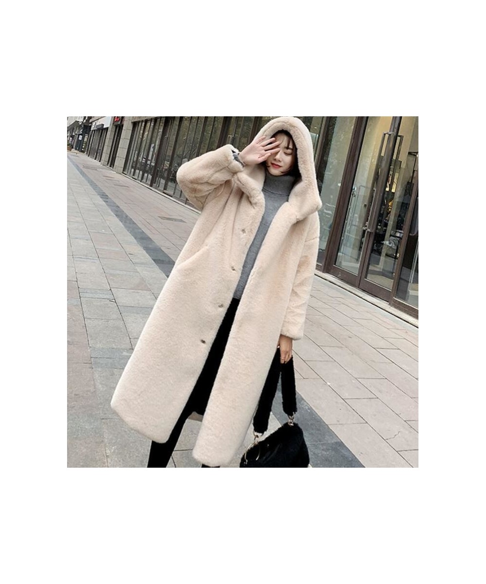 Faux Fur Jacket Winter Women Hooded Mink Solid Overcoats Thicken Warm Ladies Loose Winter Long Plush Outerwear $105.58 - Jack...