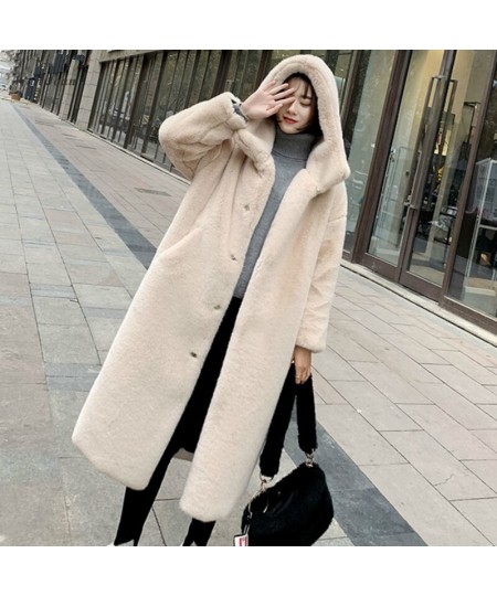 Faux Fur Jacket Winter Women Hooded Mink Solid Overcoats Thicken Warm Ladies Loose Winter Long Plush Outerwear $105.58 - Jack...