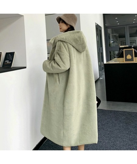 Faux Fur Jacket Winter Women Hooded Mink Solid Overcoats Thicken Warm Ladies Loose Winter Long Plush Outerwear $105.58 - Jack...