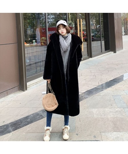 Faux Fur Jacket Winter Women Hooded Mink Solid Overcoats Thicken Warm Ladies Loose Winter Long Plush Outerwear $105.58 - Jack...