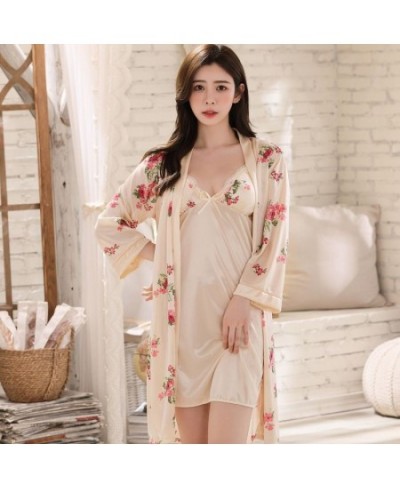 Robe Women's Sexy Women Nightwear Set Woman 2 Pieces Summer Clothes for Sleep Bathrobe Evening Gown Pyjamas Wedding Dress $33...