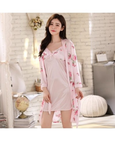 Robe Women's Sexy Women Nightwear Set Woman 2 Pieces Summer Clothes for Sleep Bathrobe Evening Gown Pyjamas Wedding Dress $33...