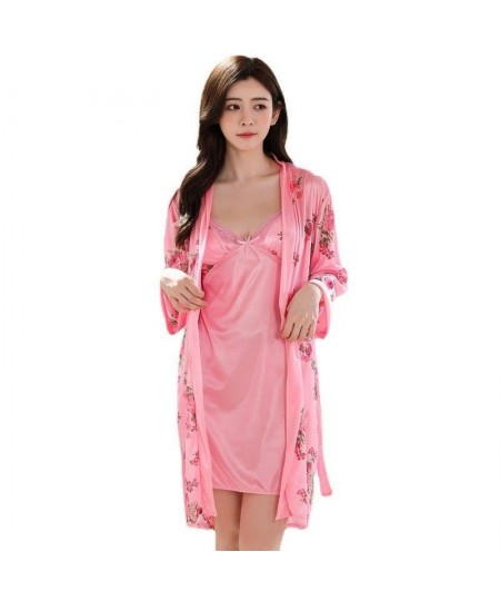 Robe Women's Sexy Women Nightwear Set Woman 2 Pieces Summer Clothes for Sleep Bathrobe Evening Gown Pyjamas Wedding Dress $33...