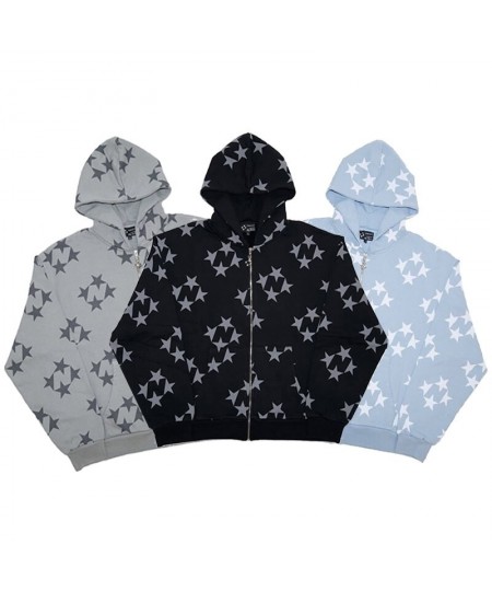 Women Harajuku Star Print Black Hoodies Long Sleeve Zip Up Hoodie Korean Fashion Autumn Winter Pull Femme Man Jackets $44.31 ...