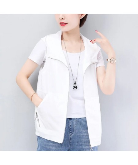 Women's Hooded Thin Summer Vest Casual Loose Solid Color 4XL Plus Size Chalecos Mother Cardigan Liner Doudoune Sans Manche $3...