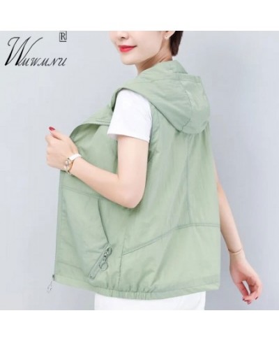 Women's Hooded Thin Summer Vest Casual Loose Solid Color 4XL Plus Size Chalecos Mother Cardigan Liner Doudoune Sans Manche $3...