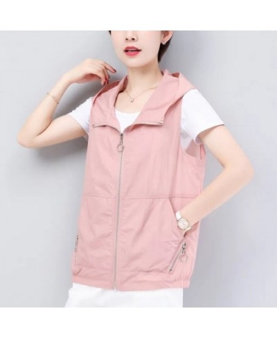 Women's Hooded Thin Summer Vest Casual Loose Solid Color 4XL Plus Size Chalecos Mother Cardigan Liner Doudoune Sans Manche $3...