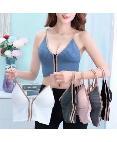 Women's Bra New Front Zipper Bras Sports Tops Gym Women Fitness Comfortable And Breathable Without Restraint Crop Top $11.90 ...