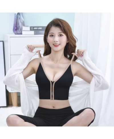 Women's Bra New Front Zipper Bras Sports Tops Gym Women Fitness Comfortable And Breathable Without Restraint Crop Top $11.90 ...