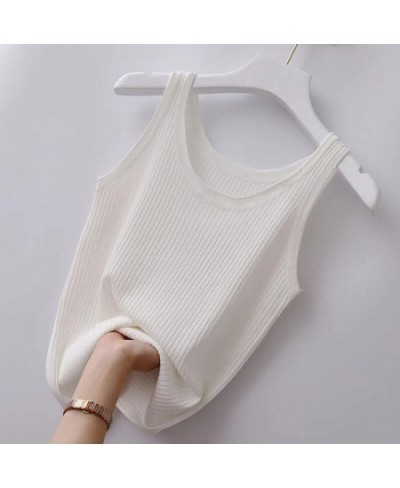 Summer Knit Vest Top Sexy Sleeveless O Neck Women Camisole Pure Color Black White T-shirt Solid Color Plus Size Slim Tank Top...