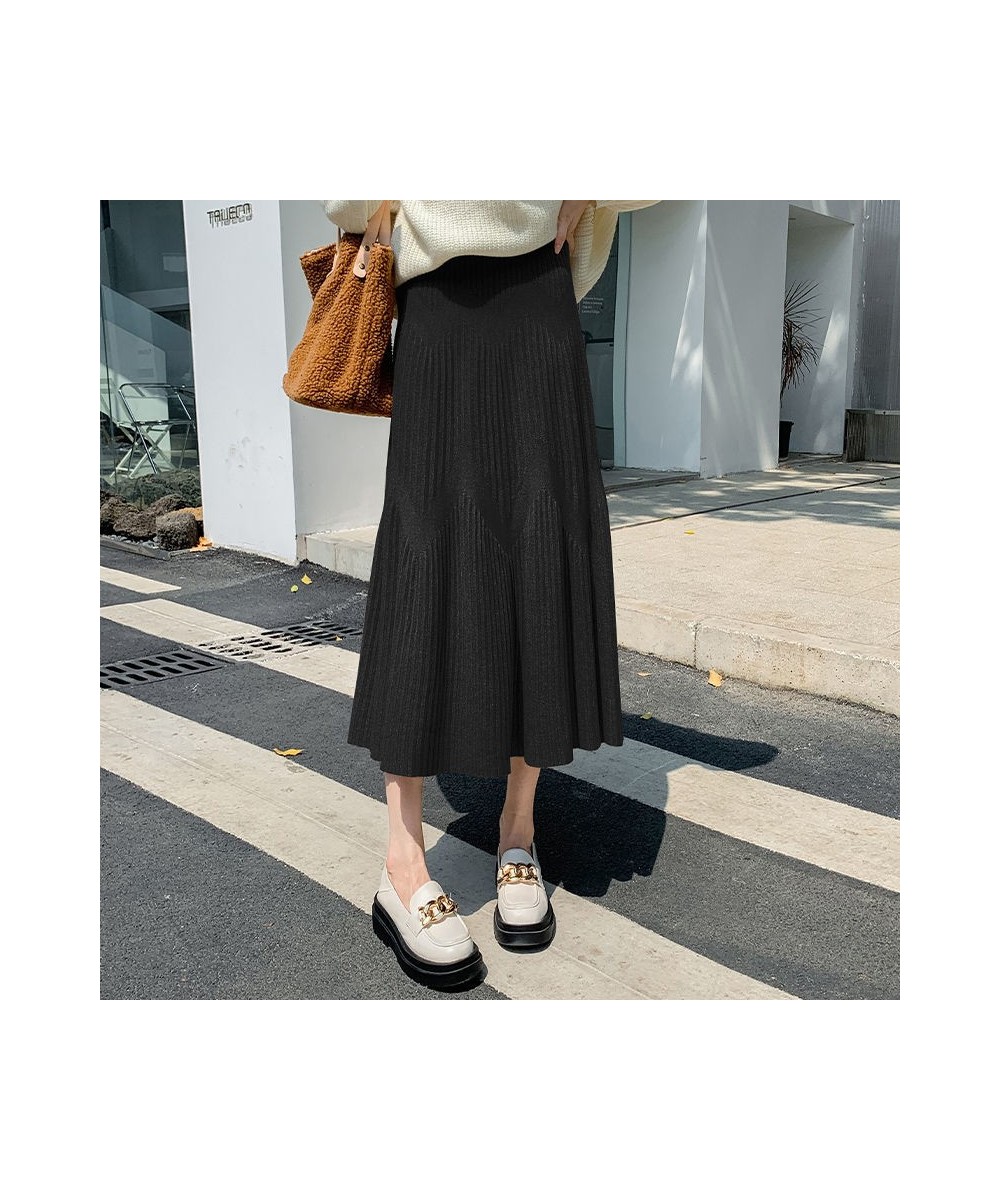 Thicking Knitted Long Skirts Women Autumn Winter High Waist Umbrella Skater Faldas Female Korean Fashion Cotton Skirts $38.18...