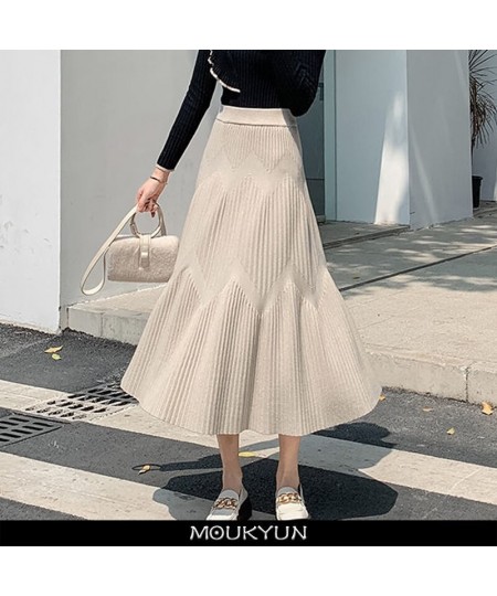 Thicking Knitted Long Skirts Women Autumn Winter High Waist Umbrella Skater Faldas Female Korean Fashion Cotton Skirts $38.18...