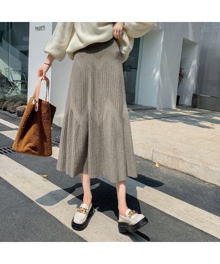 Thicking Knitted Long Skirts Women Autumn Winter High Waist Umbrella Skater Faldas Female Korean Fashion Cotton Skirts $38.18...