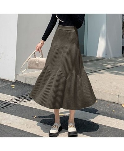 Thicking Knitted Long Skirts Women Autumn Winter High Waist Umbrella Skater Faldas Female Korean Fashion Cotton Skirts $38.18...