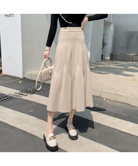 Thicking Knitted Long Skirts Women Autumn Winter High Waist Umbrella Skater Faldas Female Korean Fashion Cotton Skirts $38.18...