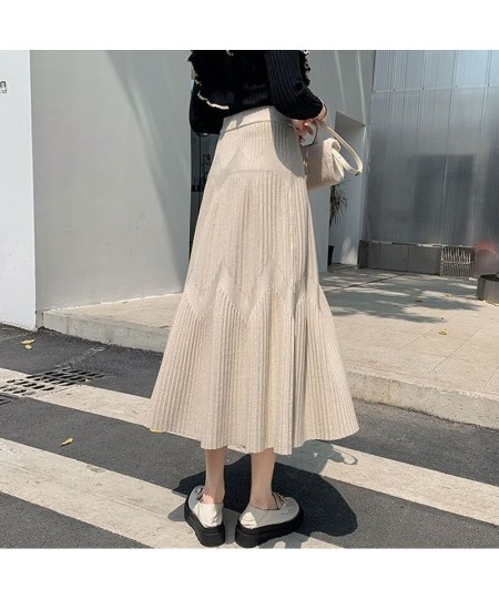 Thicking Knitted Long Skirts Women Autumn Winter High Waist Umbrella Skater Faldas Female Korean Fashion Cotton Skirts $38.18...