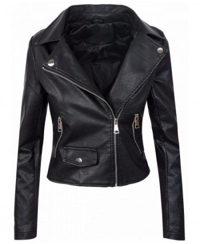 Women's Motorcycle Jacket Women's Leather Short Style Slim Slimming Pu Leather Jacket $46.81 - Jackets & Coats