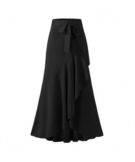 Fashion Spring Long Skirts 2023 Women Waist Belt Lace Fishtail Design Sexy Streetwear High Waist Irregular Ruffles Long Skirt...