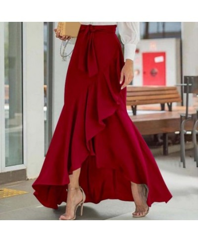 Fashion Spring Long Skirts 2023 Women Waist Belt Lace Fishtail Design Sexy Streetwear High Waist Irregular Ruffles Long Skirt...