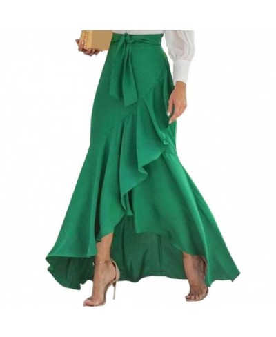 Fashion Spring Long Skirts 2023 Women Waist Belt Lace Fishtail Design Sexy Streetwear High Waist Irregular Ruffles Long Skirt...