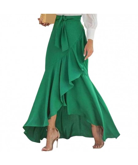 Fashion Spring Long Skirts 2023 Women Waist Belt Lace Fishtail Design Sexy Streetwear High Waist Irregular Ruffles Long Skirt...