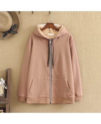 Woman Cloth Plus Size Dresses for the Elderly Dress Winter 2023 Women Large Blouses Zipper Hoodie Hoodie Hoodie with suede li...