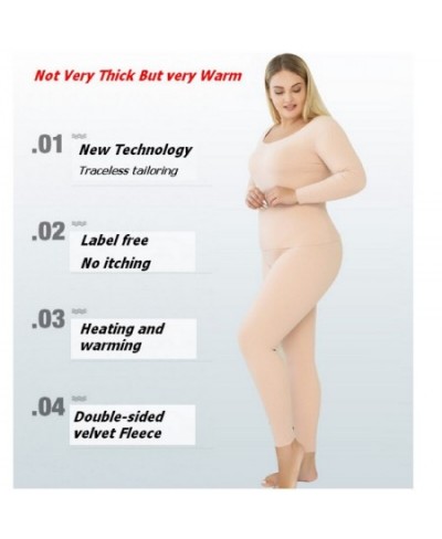 Ultra Soft Thermal Underwear Long Johns Set with Double Layers Fleece Lined Women Pajama Set ouc630a $49.71 - Underwear