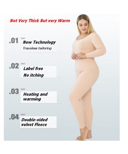 Ultra Soft Thermal Underwear Long Johns Set with Double Layers Fleece Lined Women Pajama Set ouc630a $49.71 - Underwear