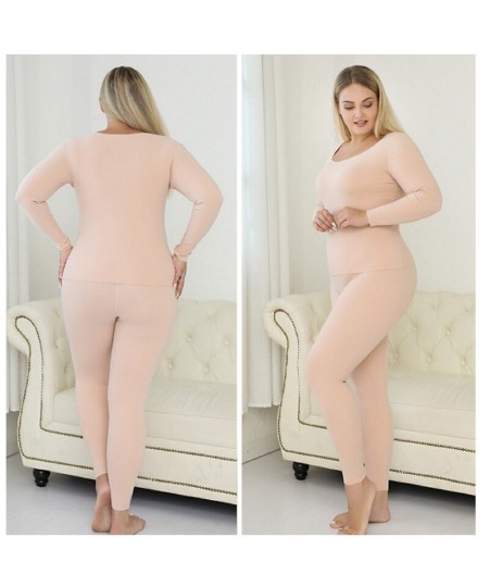 Ultra Soft Thermal Underwear Long Johns Set with Double Layers Fleece Lined Women Pajama Set ouc630a $49.71 - Underwear