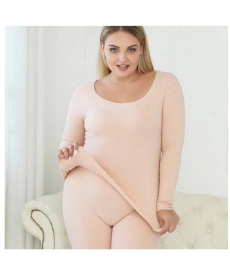 Ultra Soft Thermal Underwear Long Johns Set with Double Layers Fleece Lined Women Pajama Set ouc630a $49.71 - Underwear