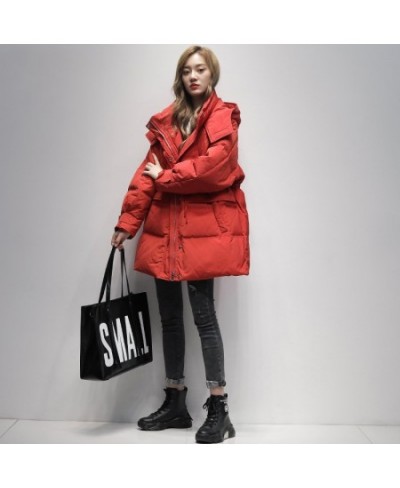 2022 New Winter Women Jacket Hooded Warm Medium Long 90% White Duck Down Coat Female Thick Loose Puffer Jacket Snow Parkas $9...