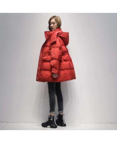 2022 New Winter Women Jacket Hooded Warm Medium Long 90% White Duck Down Coat Female Thick Loose Puffer Jacket Snow Parkas $9...