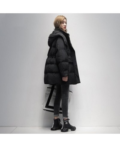 2022 New Winter Women Jacket Hooded Warm Medium Long 90% White Duck Down Coat Female Thick Loose Puffer Jacket Snow Parkas $9...