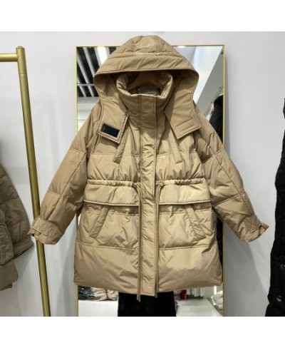 2022 New Winter Women Jacket Hooded Warm Medium Long 90% White Duck Down Coat Female Thick Loose Puffer Jacket Snow Parkas $9...