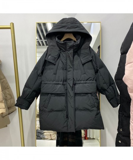 2022 New Winter Women Jacket Hooded Warm Medium Long 90% White Duck Down Coat Female Thick Loose Puffer Jacket Snow Parkas $9...