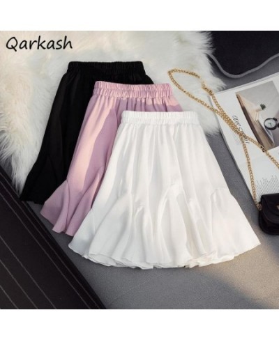 Mini Skirts Women Summer Ruffles Cute 2XL-6XL Solid Sweet Colleges Korean Style Leisure Simple Daily Ladies Bottom Sweet Ins ...