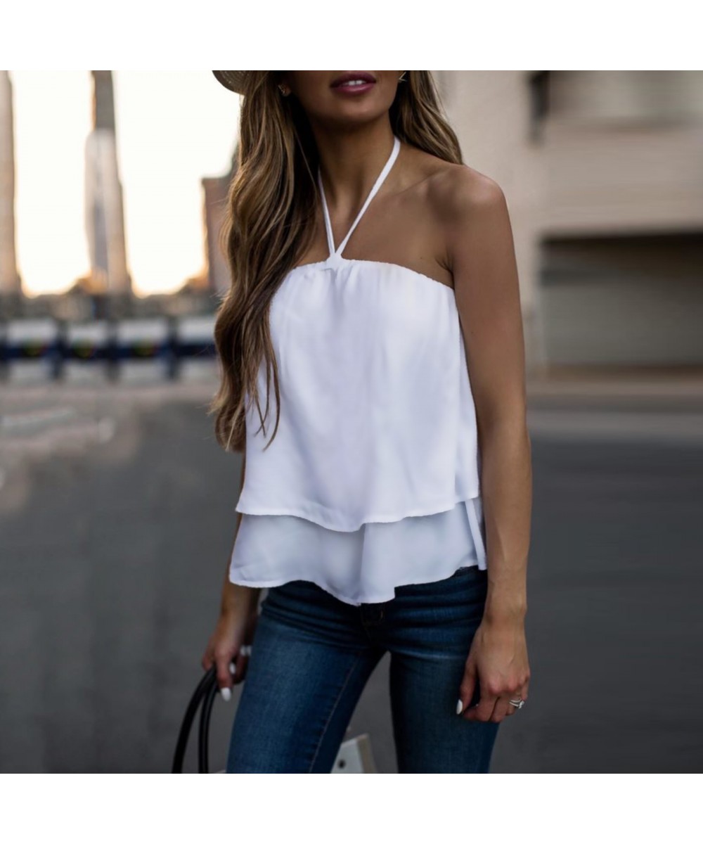 Womens O Neck Chiffon Bow tie Backless Tanks Tops and Blouse Vest $59.08 - Underwear