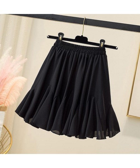 Mini Skirts Women Summer Ruffles Cute 2XL-6XL Solid Sweet Colleges Korean Style Leisure Simple Daily Ladies Bottom Sweet Ins ...