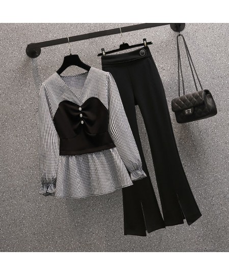 Large 2022 New Spring and Autumn Foreign Style Age Reducing Shirt Fashion Slim Korean Two-piece Set Elegant Women's Suit $58....