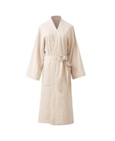 Simple Lovers Robe Bathrobes Solid Women's 70%Cotton 30%Linen Kaftan Sleeprobe Men's Japanese Kimono Gown Loose Home Clothes ...